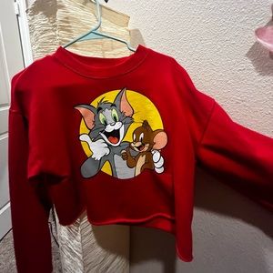 Red long sleeve crop top